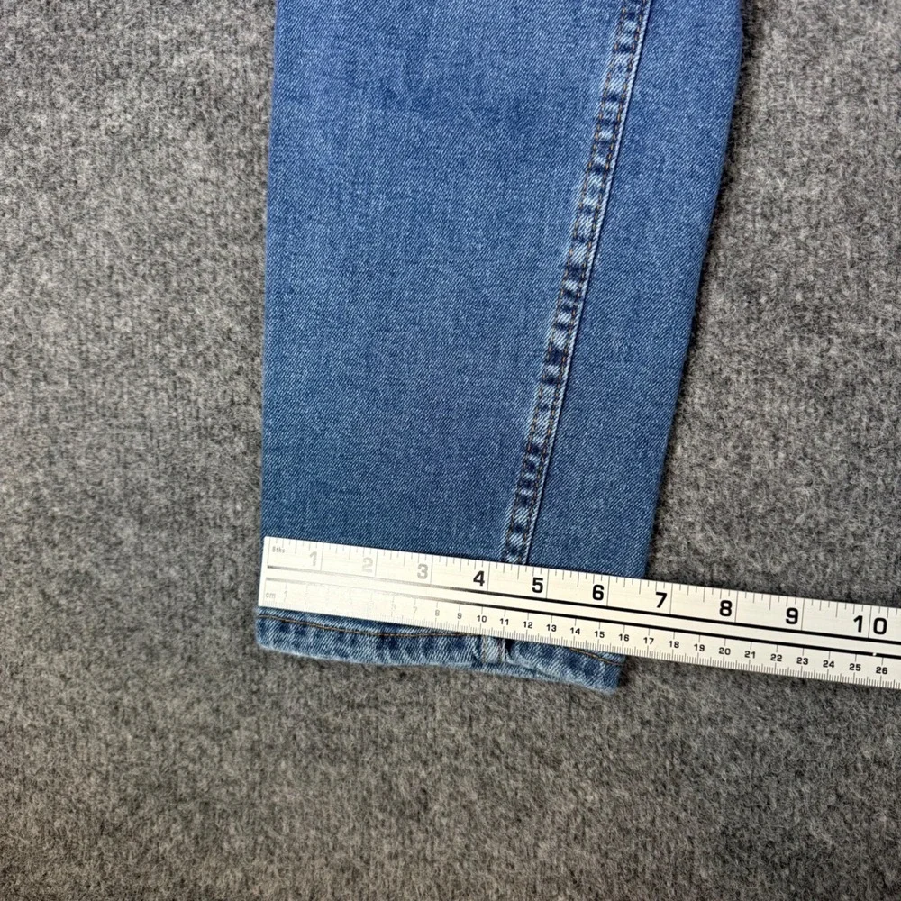 Massimo Dutti Straight Leg Jeans Split Hem Medium Wash Blue Size 8 Womens Denim